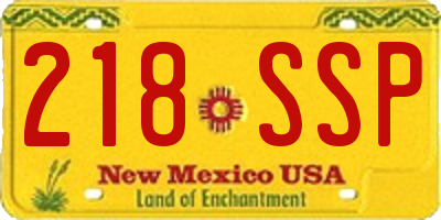 NM license plate 218SSP