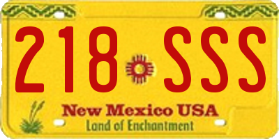 NM license plate 218SSS