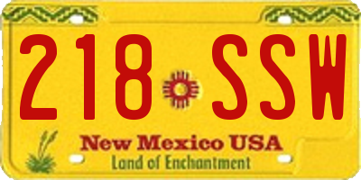 NM license plate 218SSW