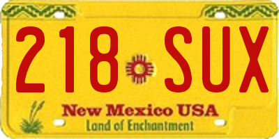 NM license plate 218SUX