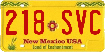 NM license plate 218SVC