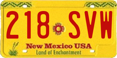 NM license plate 218SVW