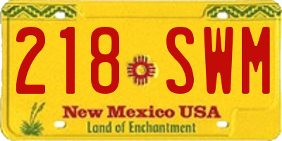 NM license plate 218SWM