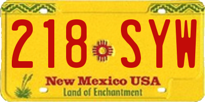 NM license plate 218SYW