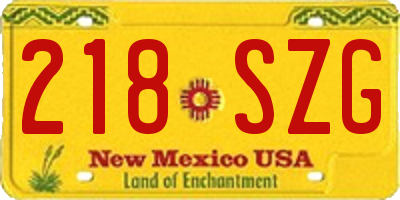 NM license plate 218SZG