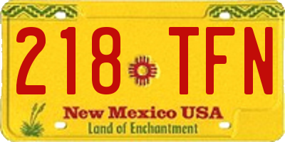 NM license plate 218TFN