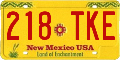 NM license plate 218TKE