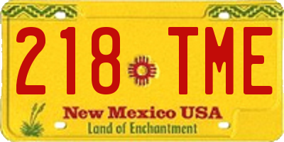 NM license plate 218TME