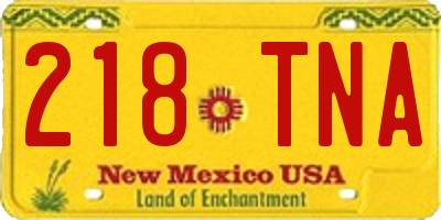 NM license plate 218TNA