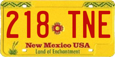 NM license plate 218TNE