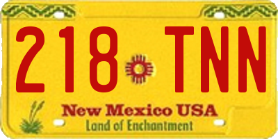 NM license plate 218TNN