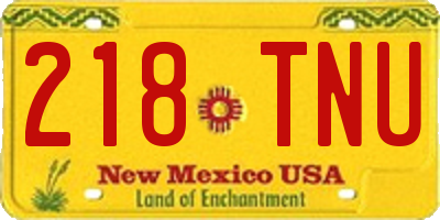 NM license plate 218TNU