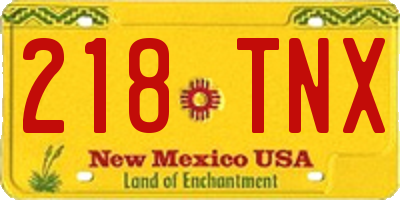 NM license plate 218TNX