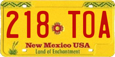 NM license plate 218TOA