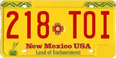 NM license plate 218TOI