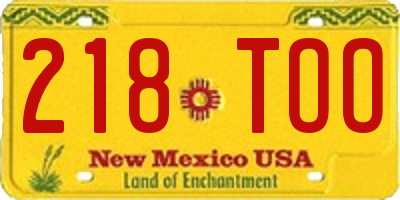 NM license plate 218TOO
