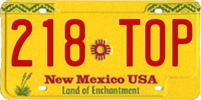 NM license plate 218TOP
