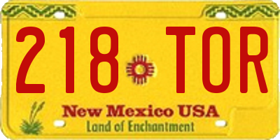 NM license plate 218TOR