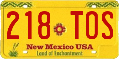 NM license plate 218TOS