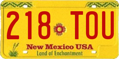 NM license plate 218TOU