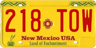 NM license plate 218TOW