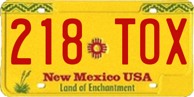 NM license plate 218TOX