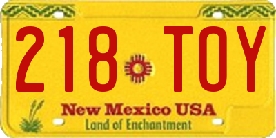 NM license plate 218TOY