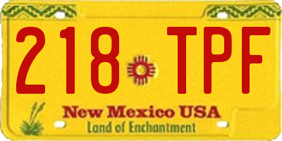 NM license plate 218TPF