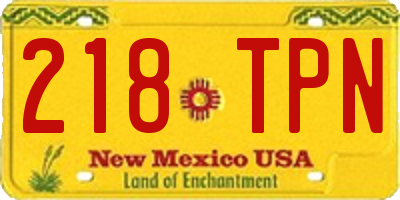NM license plate 218TPN