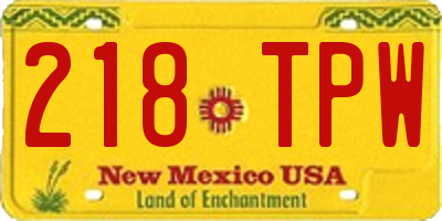 NM license plate 218TPW