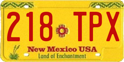 NM license plate 218TPX