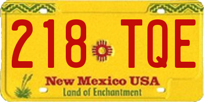 NM license plate 218TQE