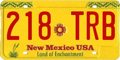 NM license plate 218TRB