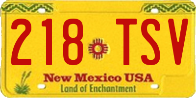 NM license plate 218TSV