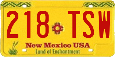 NM license plate 218TSW