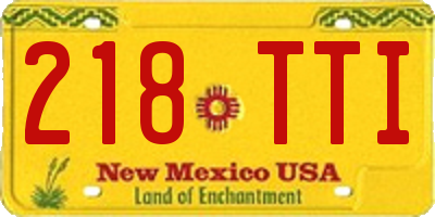 NM license plate 218TTI
