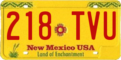 NM license plate 218TVU