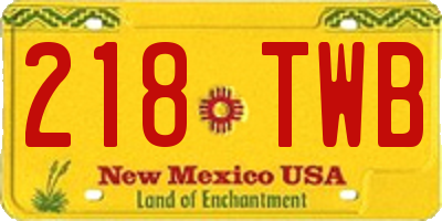 NM license plate 218TWB