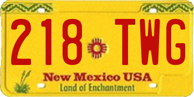 NM license plate 218TWG