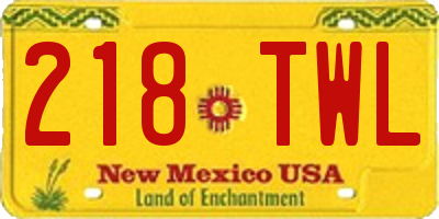 NM license plate 218TWL