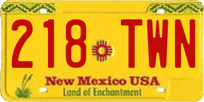 NM license plate 218TWN