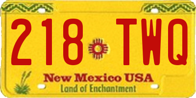 NM license plate 218TWQ