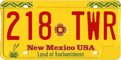 NM license plate 218TWR