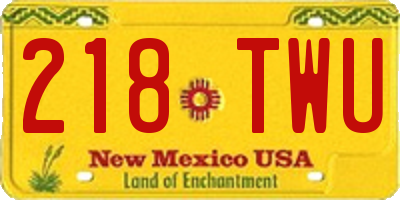 NM license plate 218TWU
