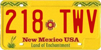 NM license plate 218TWV