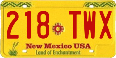 NM license plate 218TWX