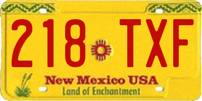 NM license plate 218TXF