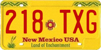 NM license plate 218TXG