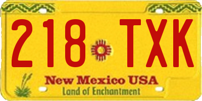 NM license plate 218TXK