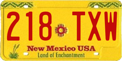 NM license plate 218TXW
